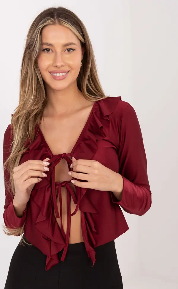 MODA ITALY Бордо блуза с волани