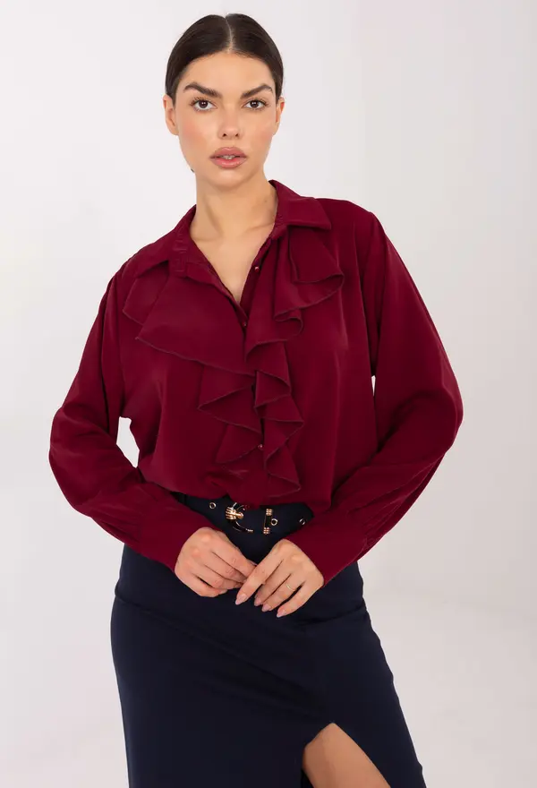 Factory Price Бордо блуза с волани