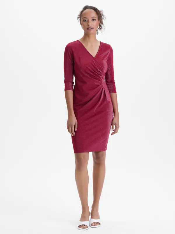 Orsay Бордо рокля с V-образно деколте