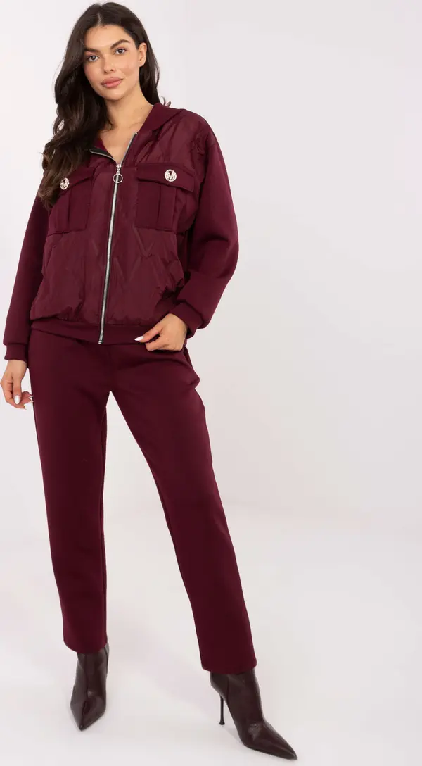 Italy Moda Бордови комплект със сако и панталон