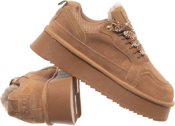 SOLO SOPRANI COUTURE Боти с връзки в камила цвят