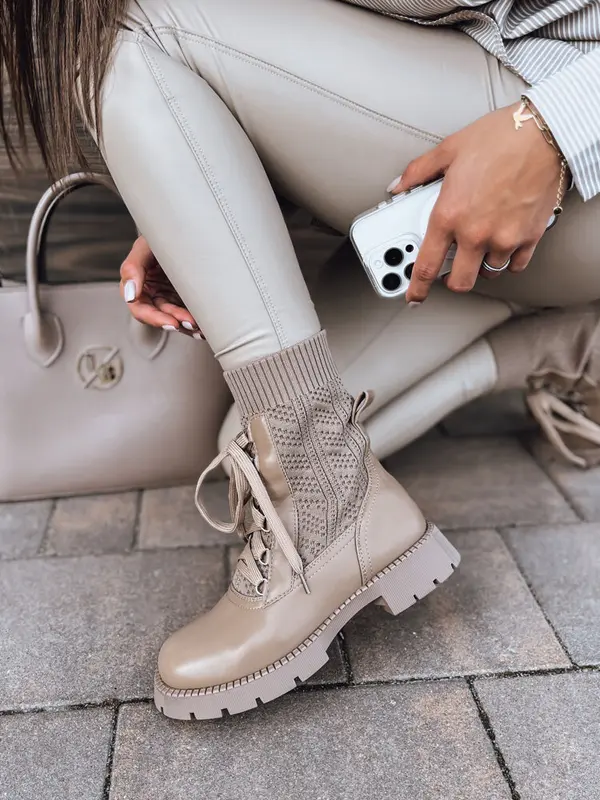 DStreet Botki damskie HOLLYHOCK beżowe Dstreet