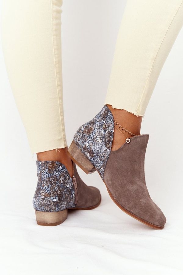 Maciejka Botki Damskie Maciejka Wiosenne Skóra Beżowe