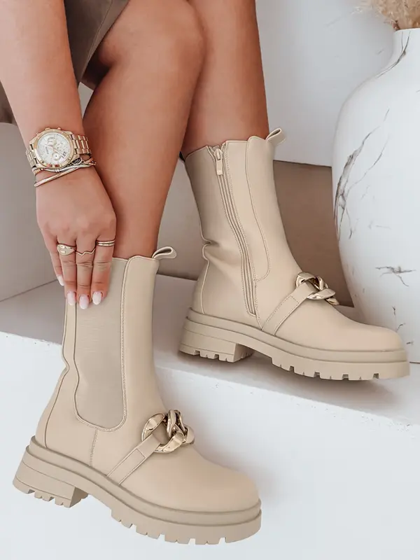 DStreet Botki damskie NIGHTWALK beżowe Dstreet