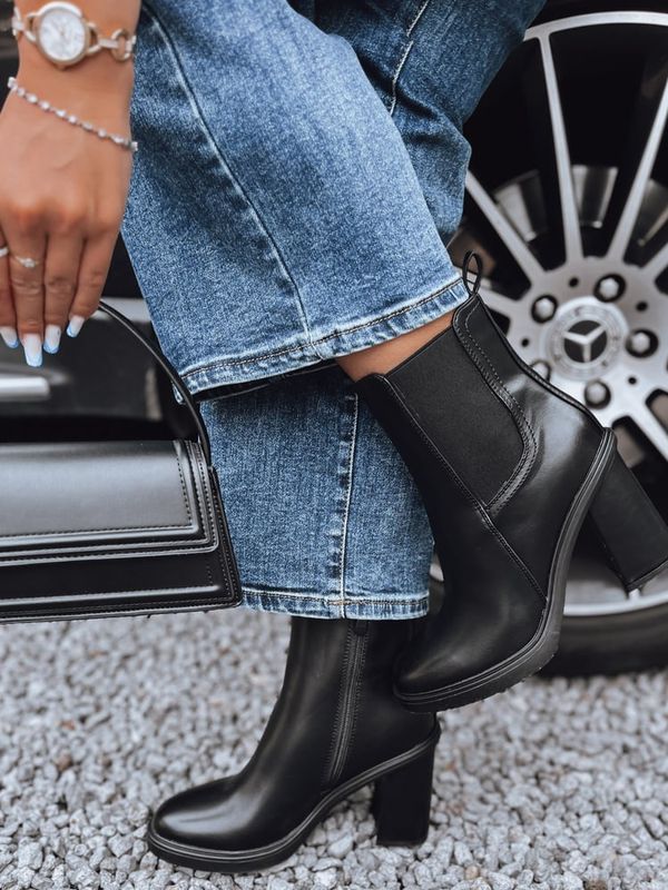 DStreet Botki damskie STYLOBOOT na grubym obcasie czarne Dstreet