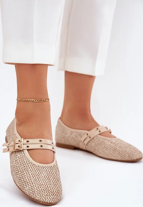 Boto Boto Балерини С Плетка И Ленти Бежови Partheda
