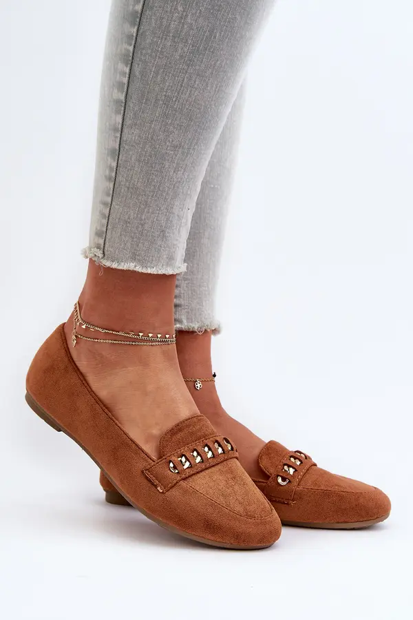 Boto Boto Блестящи дамски мокасини с верижка Camel Aredilla