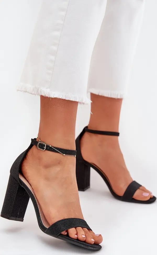 Boto Boto Блестящи дамски сандали на ток черни Kavina