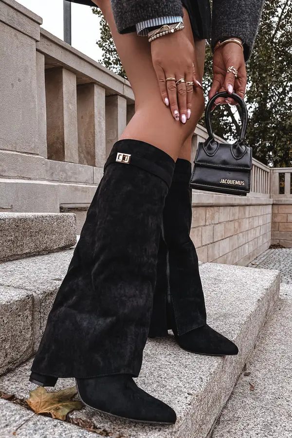 Boto Boto Ботуши Еко Замшени Ток На Пета С цип Овлечени Сгъната Чорап Бежови Evyra