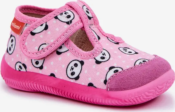 Milami Boto Чехли Милани Детски Еластични На Лепки С Панди Розови Амбете