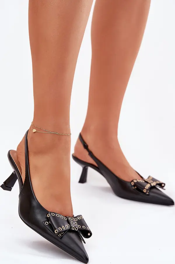 Boto Boto Чепици На Ток С Панделка Черни Фолеска