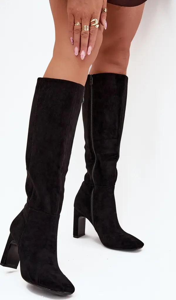 Boto Boto Дамски ботуши на ток с подплата черни Замира