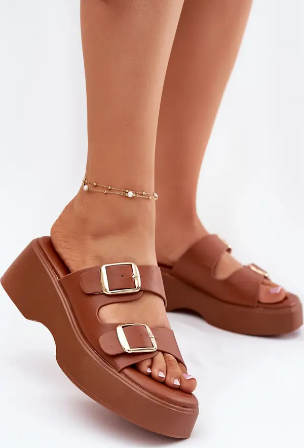 Boto Boto Дамски Чехли На Ток И Платформа С Катарами Кафяви Нитарелия