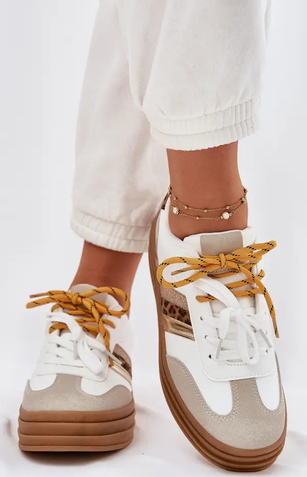 Boto Boto Дамски Кецове На Платформа С Двойно Връзване Пантера Бели Нитерия