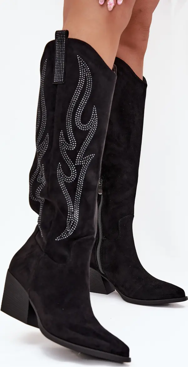 Boto Boto Дамски Ковбойски Боти С Декорация На Ток Черни Jovina