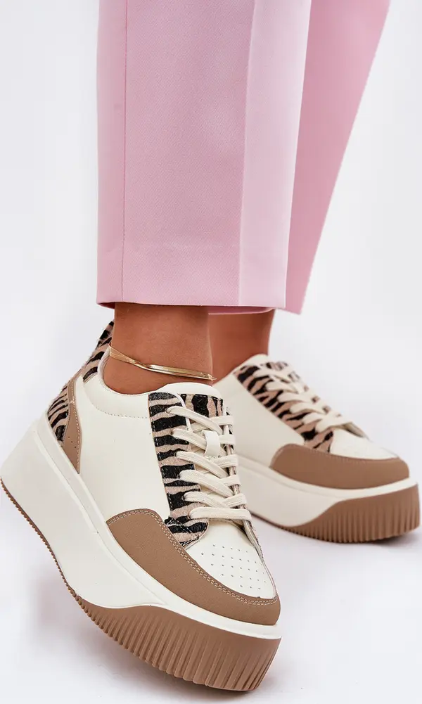 Boto Boto Дамски маратонки на масивна платформа Зебра Бежови Таморниел