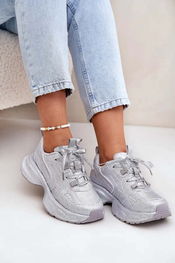 Boto Boto Дамски маратонки с декорация от цирконии сребристи Porrot