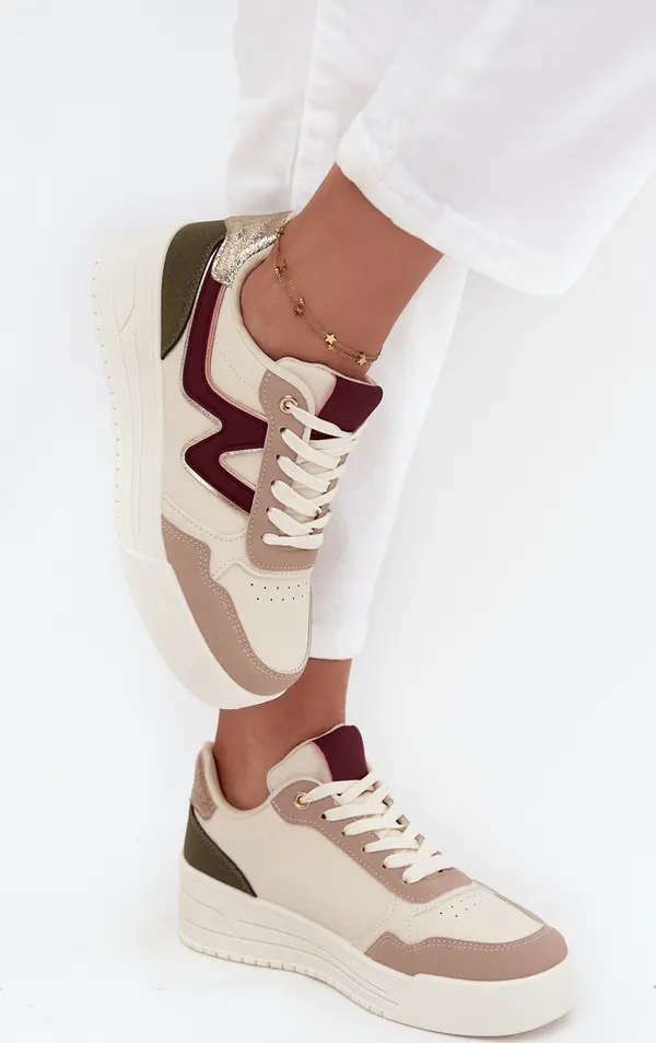 Boto Boto Дамски обувки на платформа с златисти вложки Бежови Zalvra