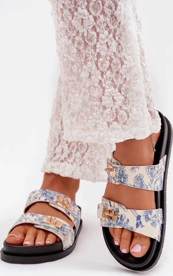 Boto Boto Дамски Плажни Чехли На Платформа С Принт Сини Sorina