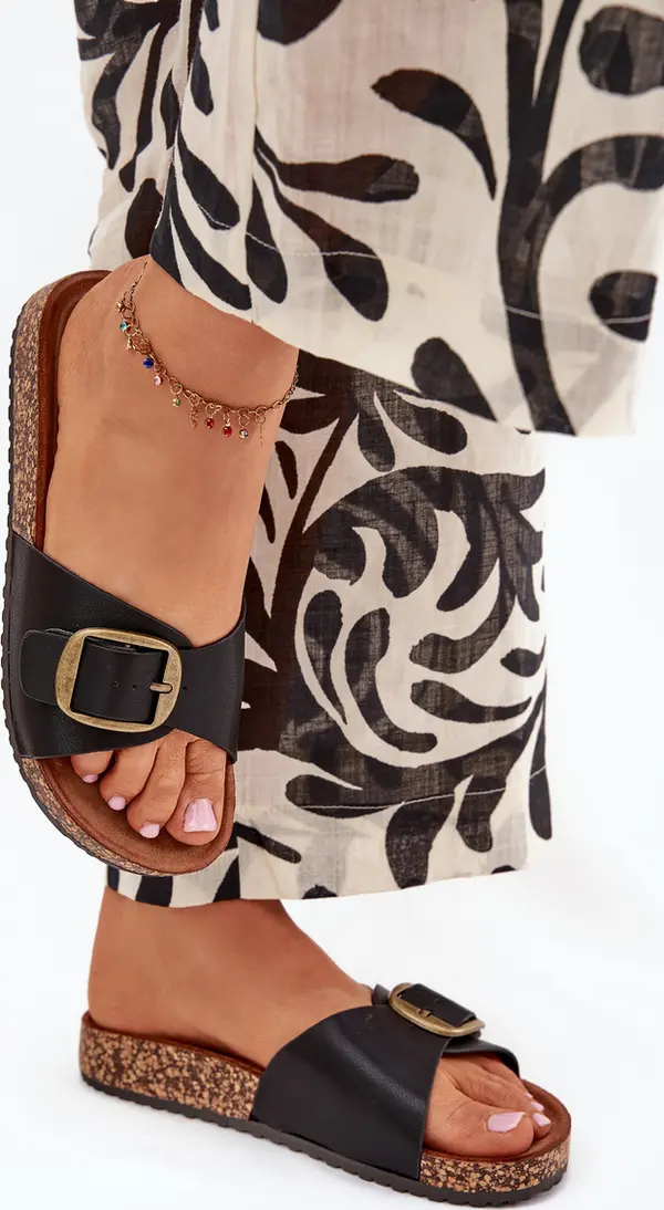 Boto Boto Дамски сандали на коркова платформа с катарама черни Vianara