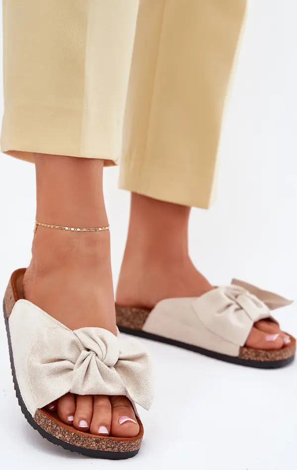 Boto Boto Дамски сандали на коркова подметка с панделка бежови Сереса