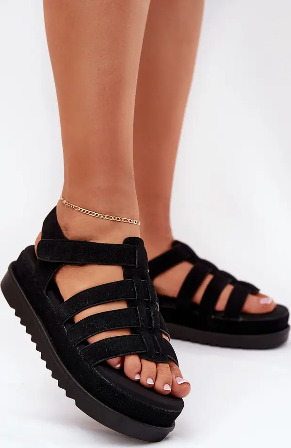 Boto Boto Дамски Сандали На Платформа Еко Замш Черни Filisenia