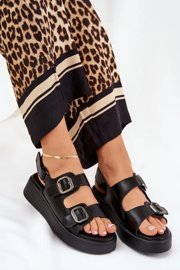 Boto Boto Дамски сандали на платформа и ток с катарами черни Genorre