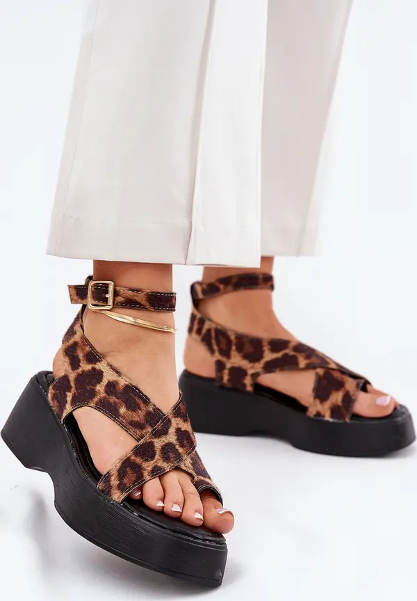 Boto Boto Дамски Сандали На Платформа И Висок Ток В Леопардов Принт Кафяви Тензор