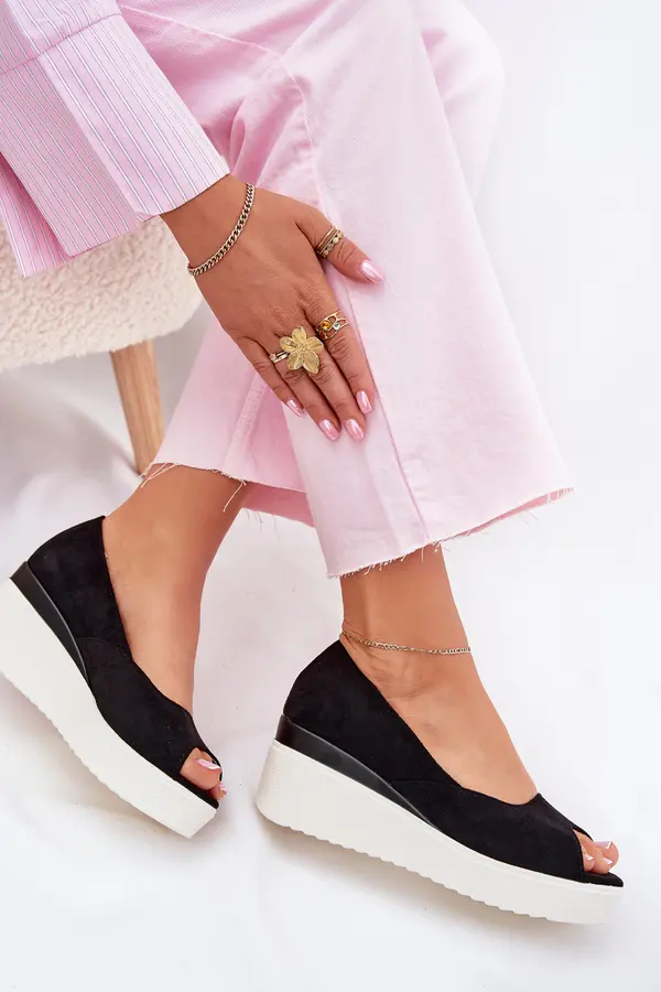 Boto Boto Дамски сандали на платформа от еко велур черни Velira