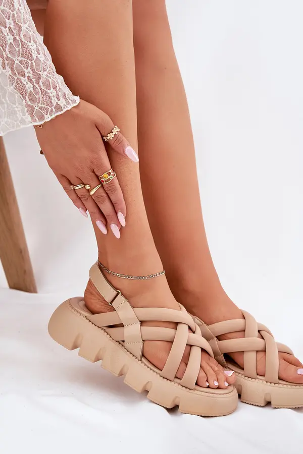 Boto Boto Дамски Сандали На Платформа С Ленти Beżowe Filamira