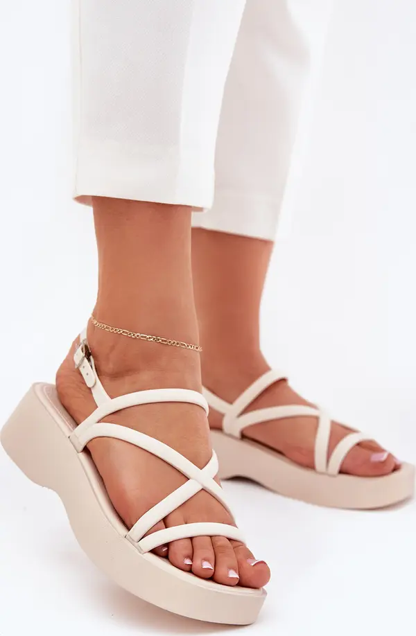 Boto Boto Дамски Сандали На Платформа С Ленти Jasnobeżowe Civara