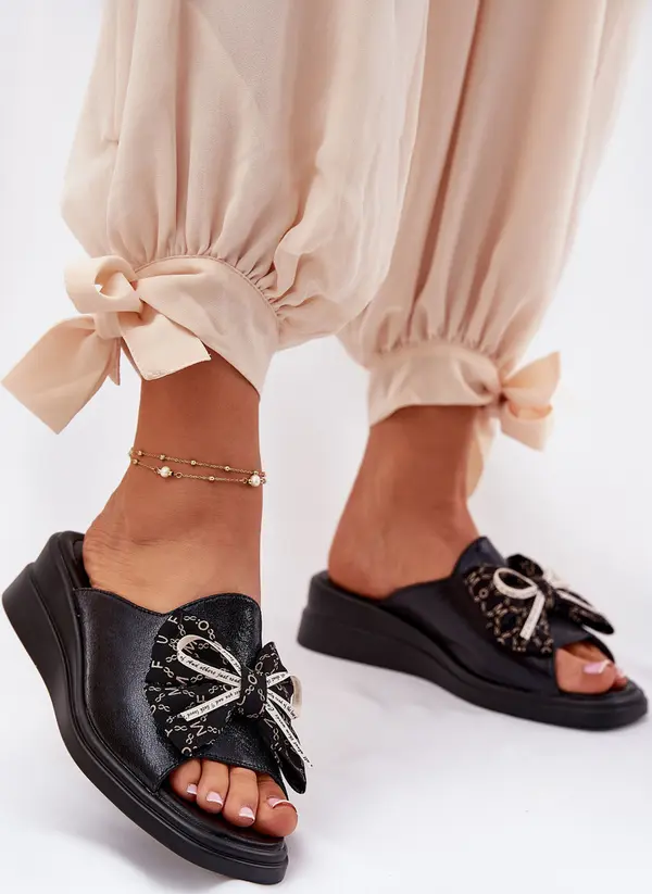 Boto Boto Дамски Сандали На Платформа С Лъка Черни Moonzella