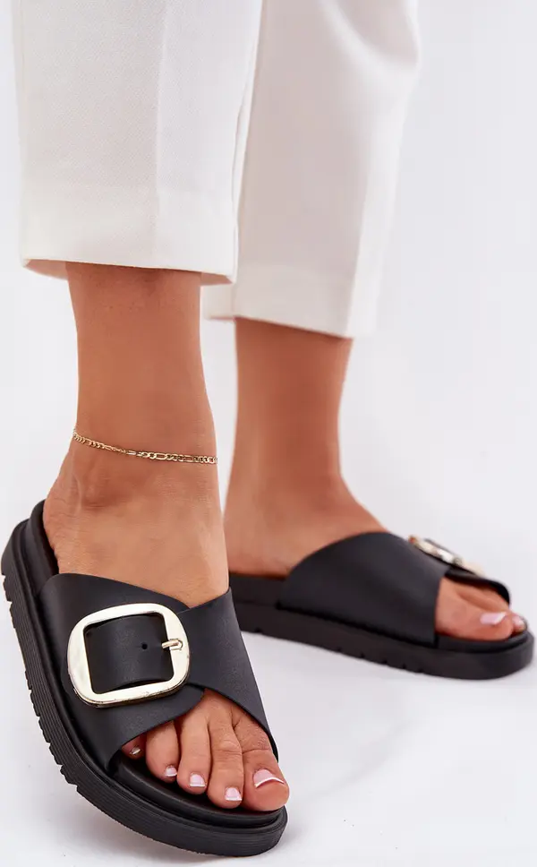 Boto Boto Дамски Сандали На Платформа С Златна Катарама Черни Jovira