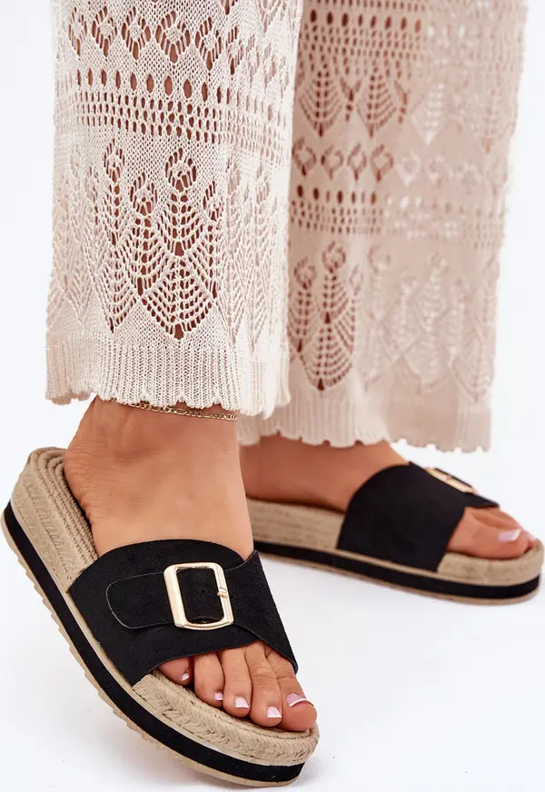 Boto Boto Дамски Сандали На Платформа С Златна Катарама Черни Selira