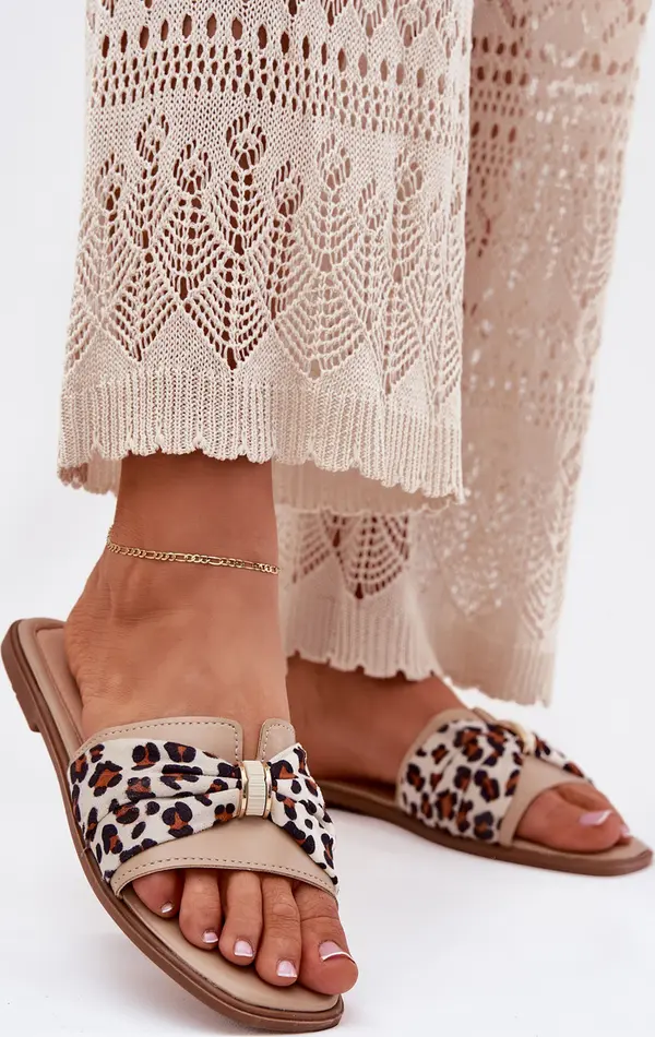 Boto Boto Дамски Сандали На Плосък Ток С Панделка Бежови Авенца