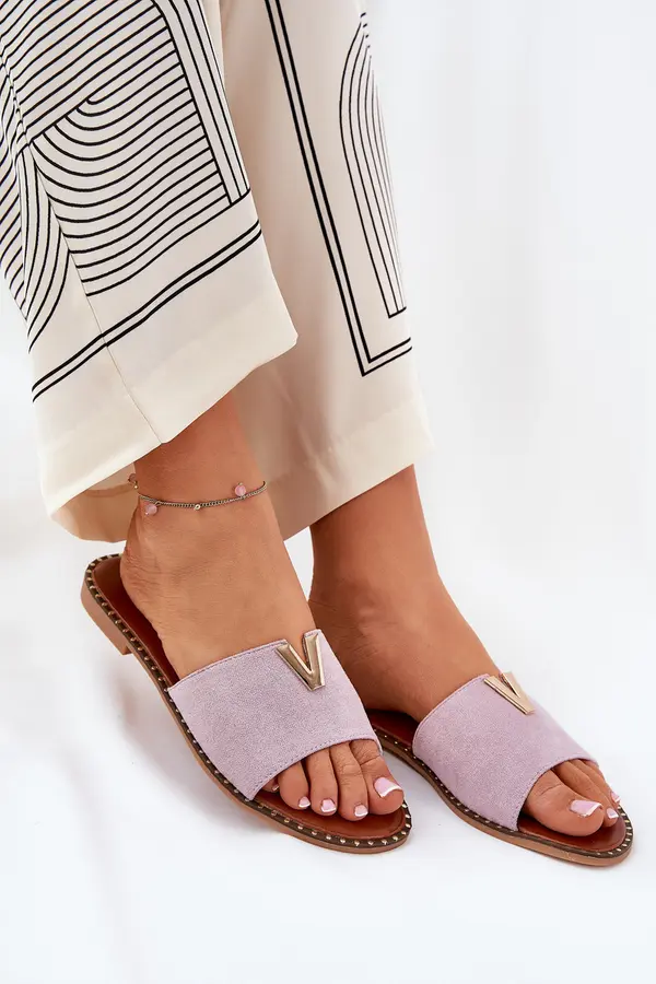 Boto Boto Дамски Сандали На Плосък Ток С Украшения Лилави Saliena