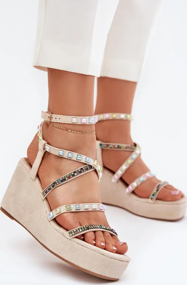 Boto Boto Дамски Сандали На Ток С Декорация На Лентите Бежови Lunara