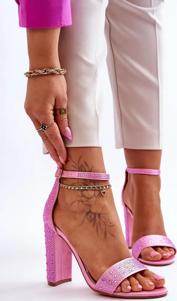 Boto Boto Дамски сандали на висок ток с циркони Розови идеалистични