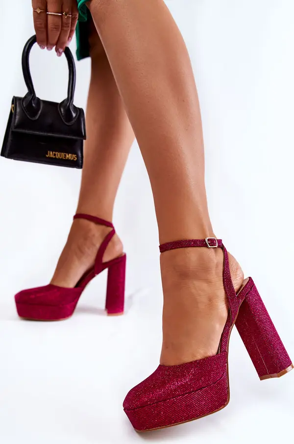 Boto Boto Дамски сандали с блясък на ток Тъмно розов Rosel