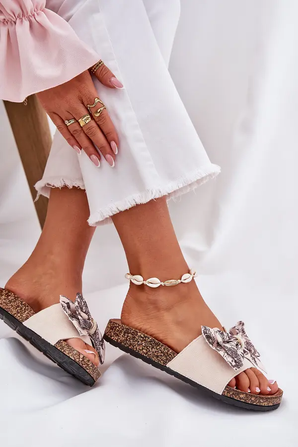 Boto Boto Дамски сандали с панделка на коркова платформа бежови Лисандреа