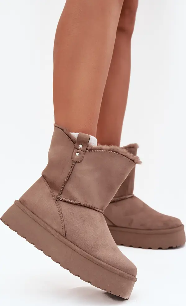 Boto Boto Дамски Снежни Обувки На Платформа С Козина Тъмнобежови Evelira