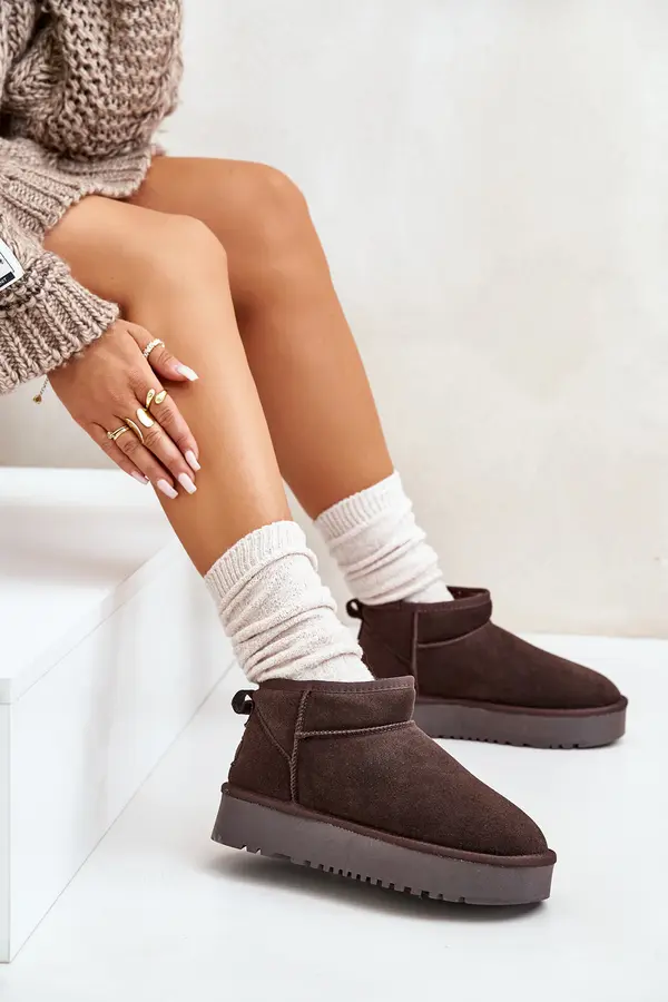 Boto Boto Дамски велурени обувки за сняг на платформа Кафяви Nereviana