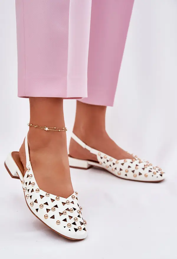 Boto Boto Декорирани Балерини На Плосък Ток Бели Ниларисела