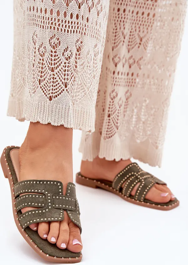 Boto Boto Декорирани Сандали На Плосък Ток Зелени Anniles