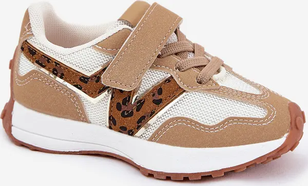 Boto Boto Детски маратонки с велкро закачалка с леопардов десен тъмнобежови Tezzu