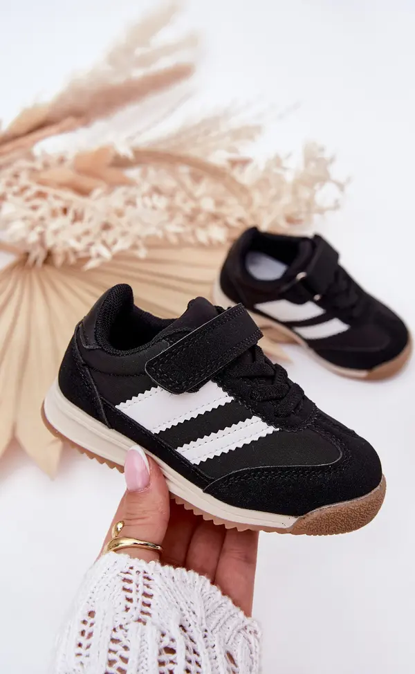 Boto Boto Детски Маратонки Спортни Обувки На Лепка Черни Виона