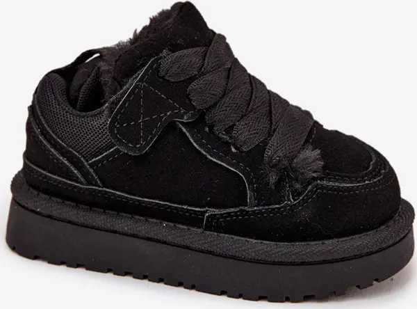 Boto Boto Детски спортни обувки с топъл пух Черни Mireen