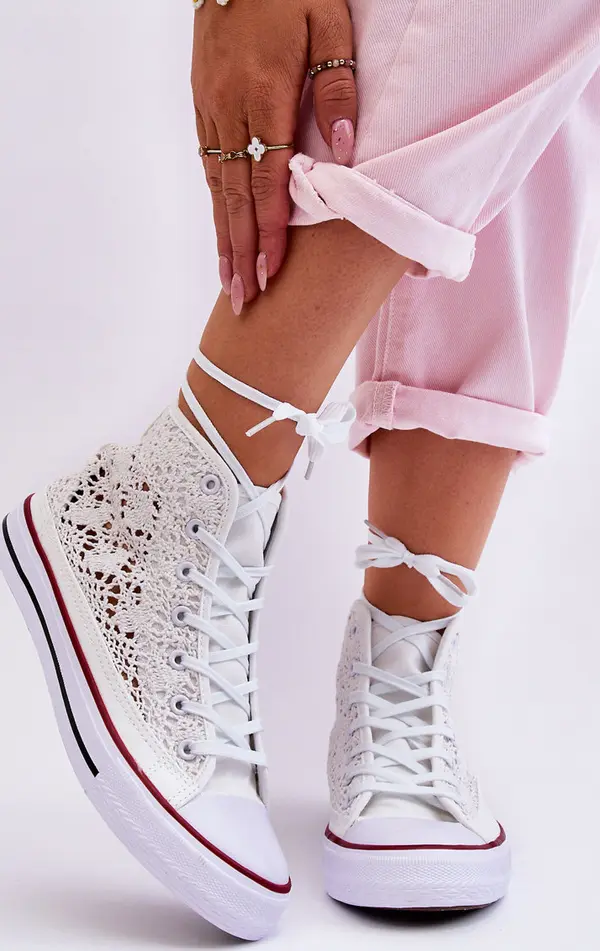 Boto Boto Детски високи маратонки с дантела Бяла роли