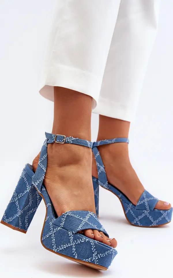 Boto Boto Дънкови сандали с блок ток Blue Acrana