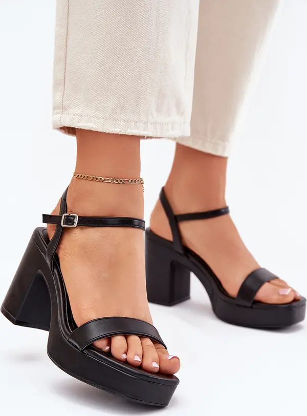 Boto Boto Еко Кожени Сандали На Ток Черни Лилита